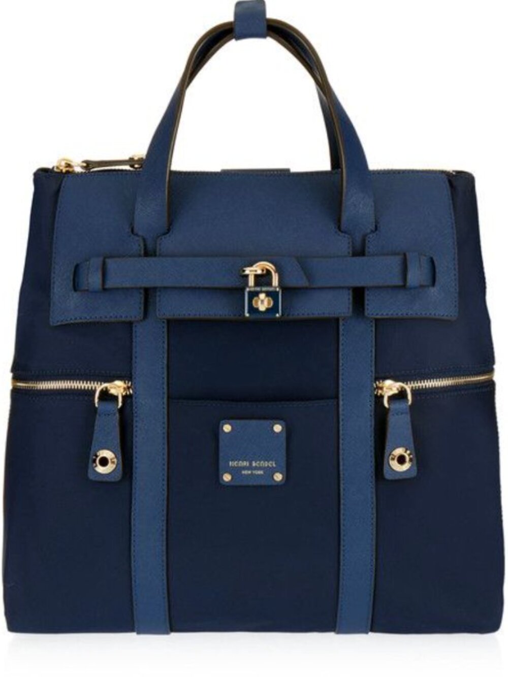 HENRI BENDEL Jetsetter 3 way Tote/Shoulder/Backpack Black Nylon Leather 15x12x5